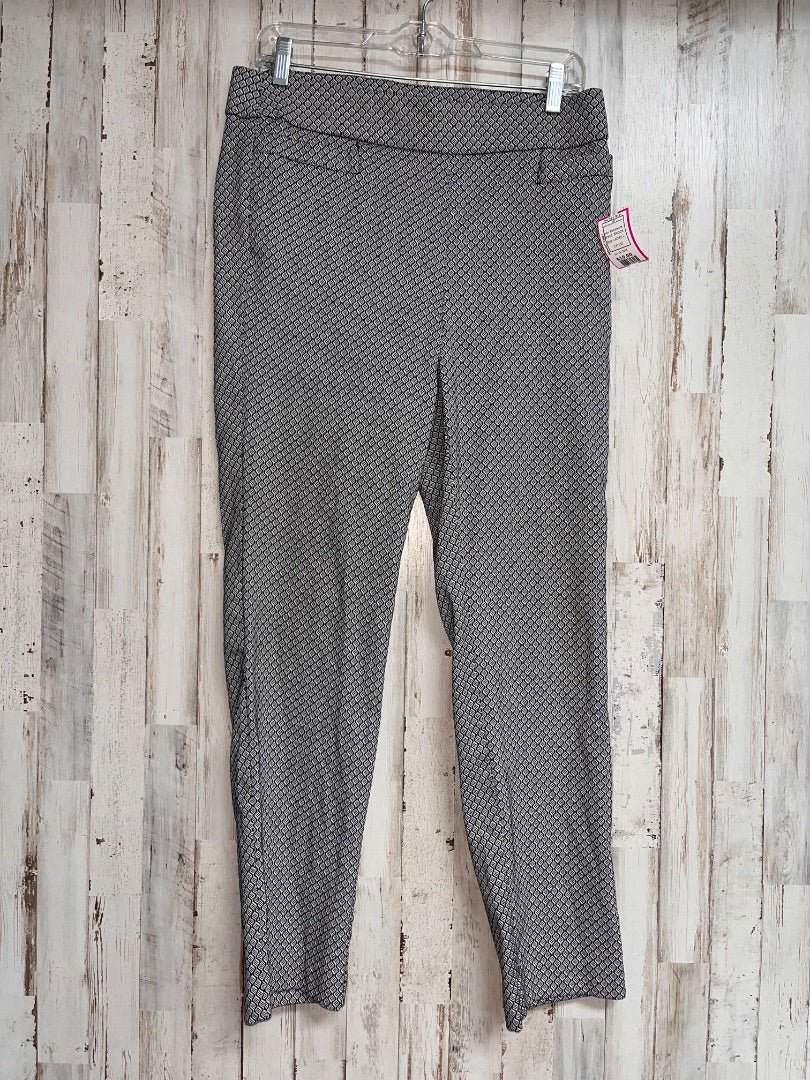BLACK/WHITE BRIGGS PRINTED PULL ON SLACKS SZ 10P, LADIES L