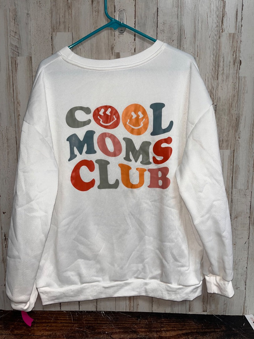WHITE SHEIN COOL MOM CLUB SWEATSHIRT, LADIES 2X