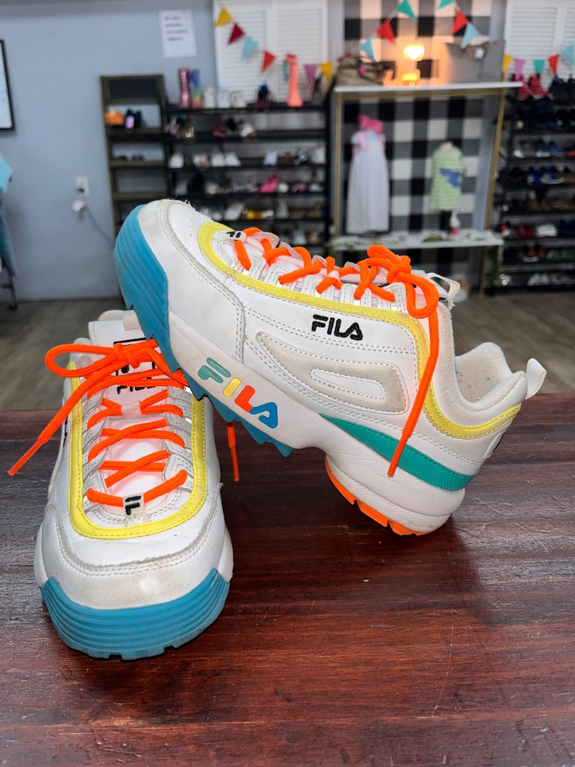WHITE/ORANGE FILA COLORFUL SNEAKERS, SHOES A6.5