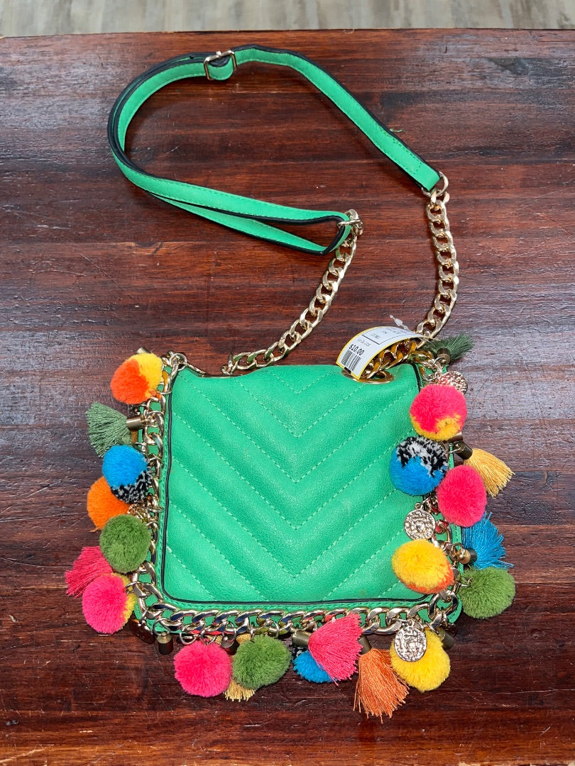 GREEN ALDO POM POM TRIM CROSS BODY