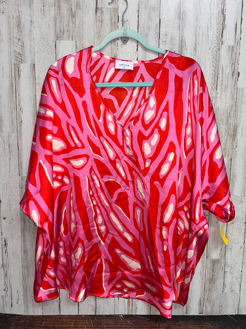 PINK/RED ADRIENNE ZEEBRA PRINT OVERSIZED SILKY TOP, LADIES XS