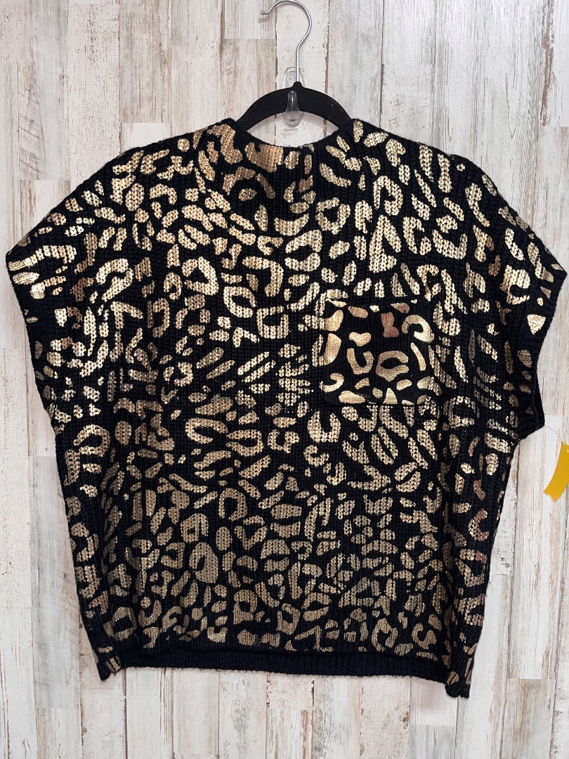 BLACK/GOLD JODIFL LEOPARD KNIT POCKET TOP, LADIES L