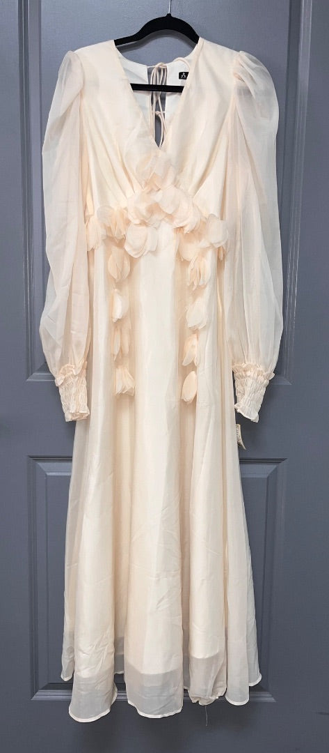 IVORY ANEWSTA FLOWER PETAL TRIM LAYERED MAXI, LADIES L