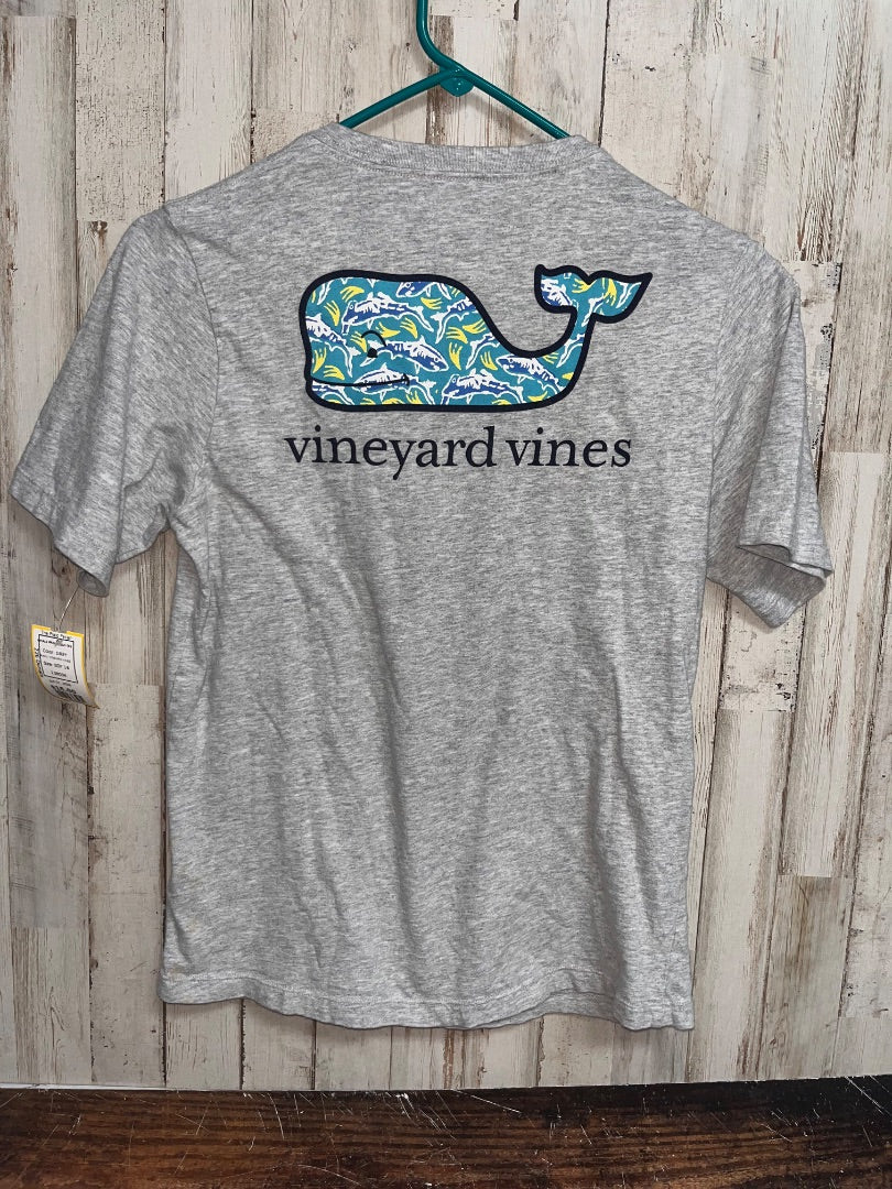 GREY VINEYARD VINES WHALE PRINT LOGO TEE, BOY 16