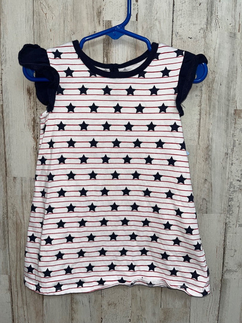 WHITE OKIE DOKIE STARS AND STRIPES DRESS/BLOOMS, GIRL 24M