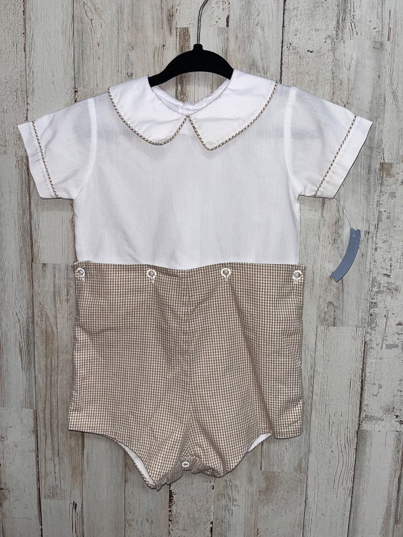 WHITE/TAN AURALUZ GINGHAM JONJON, BOY 12M