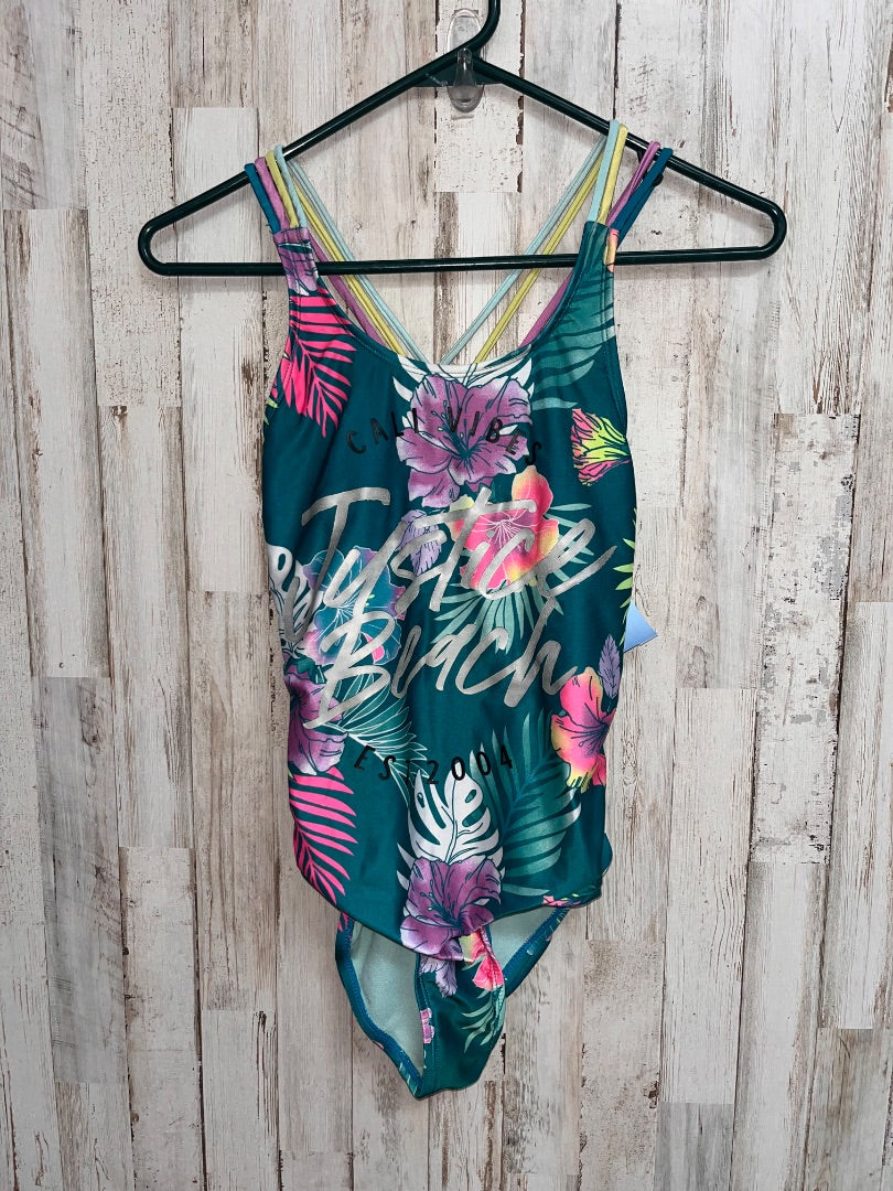 GREEN JUSTICE CALI VIBES FLORAL SWIM, GIRL 12/14