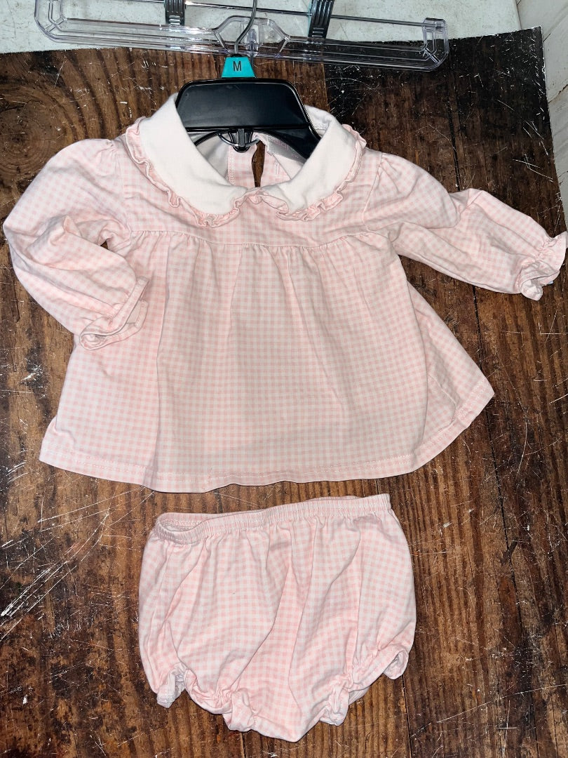 PINK CECIL & LOU GINGHAM COLLARED BUBBLE 2PC, GIRL 12M