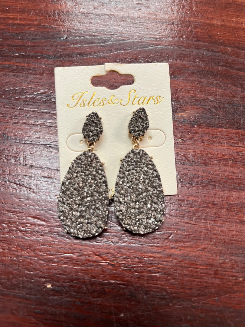 GREY ISLES & STARS GEM ROCK DANGLE EARRINGS