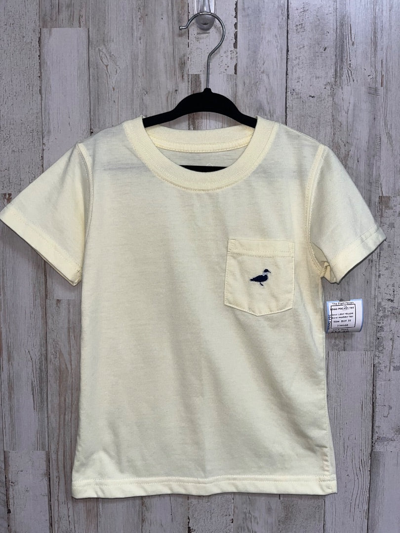 LIGHT YELLOW PROPERLY TIED LOGO POCKET TEE, BOY 3T