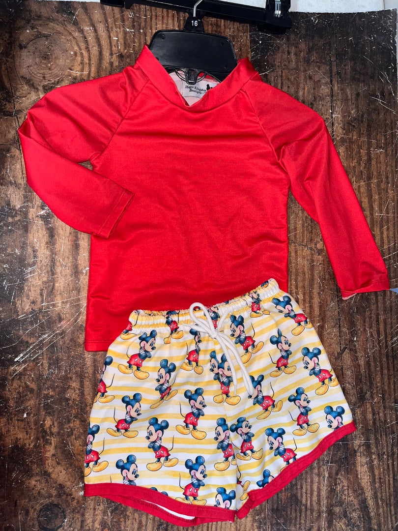 RED/YELLOW MAGIC KINGDOM BOUTIQUE 2PC MICKEY SWIM SET, BOY 3T