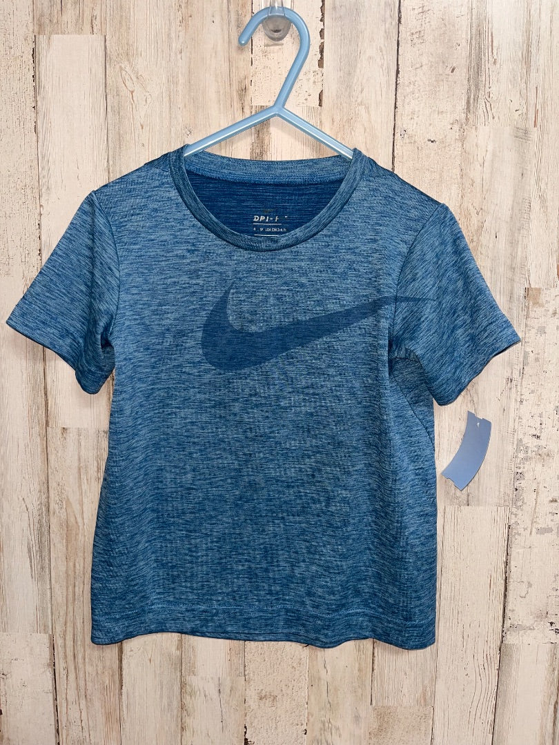 BLUE NIKE LOGO DRY FIT TEE, BOY 4T