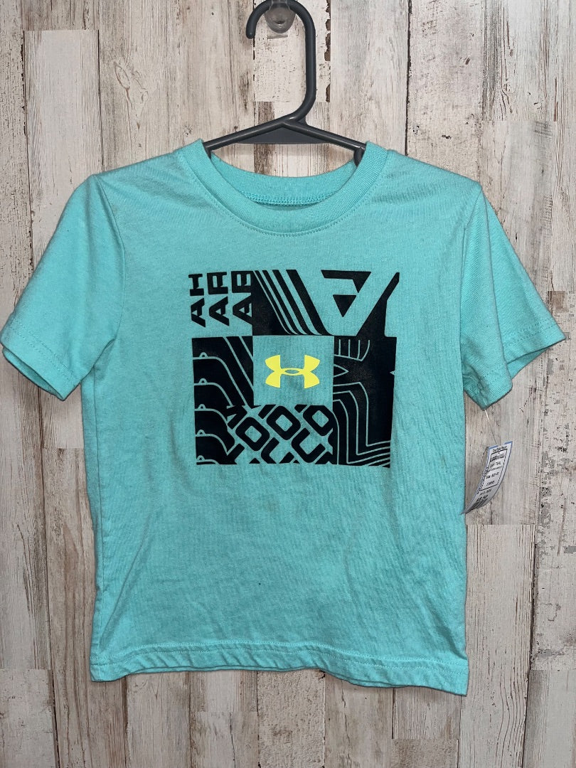 TEAL UNDER ARMOUR LOGO TEE, BOY 4T