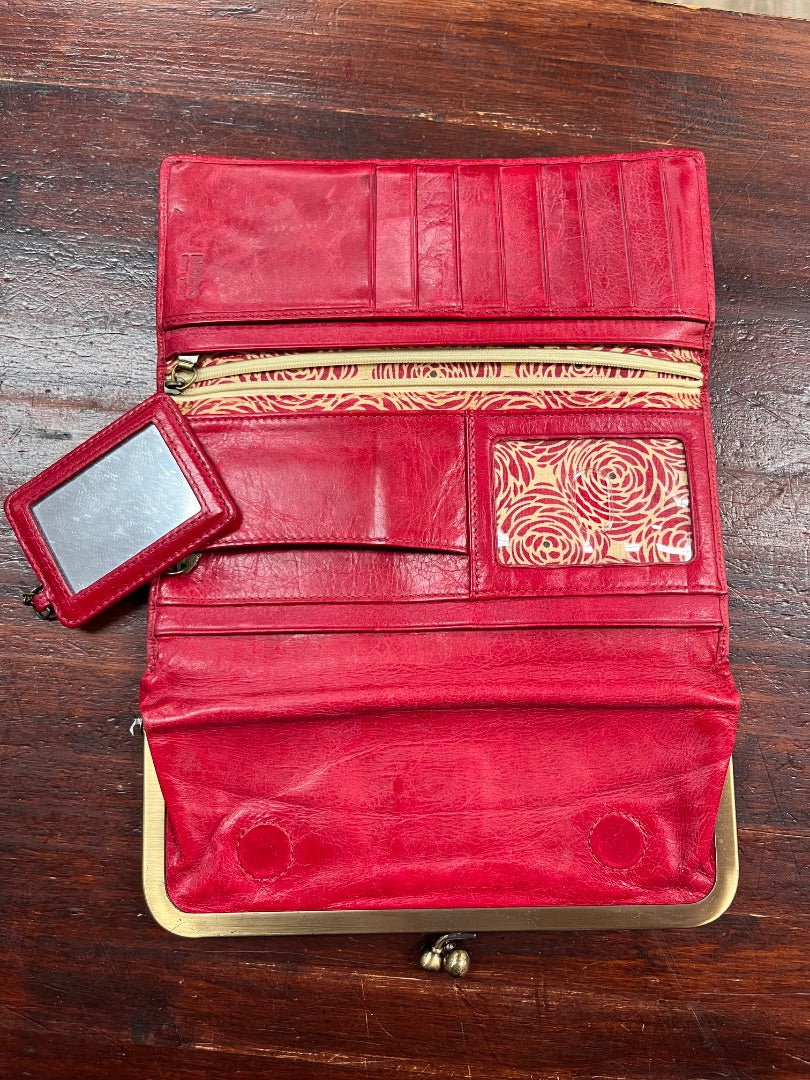 RED HOBO LEATHER TRIFOLD WALLET