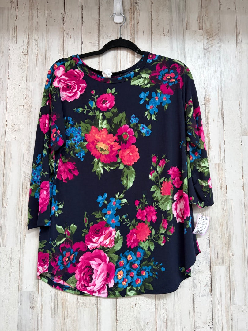 NAVY HONEYME FLORAL TOP, LADIES M