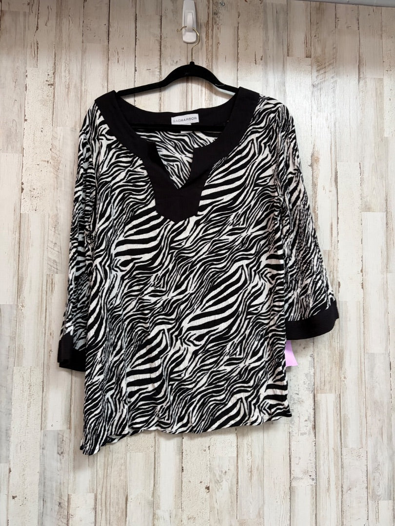 BLACK ZAG HARBOR ZEBRA PRINT TOP, LADIES XL