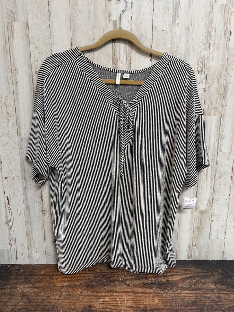 BLACK CATO RIBBED TIE TOP, LADIES XL