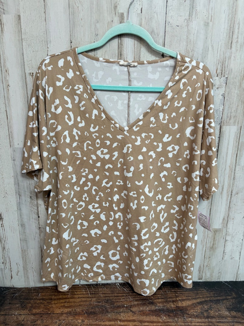 TAN ENTRO CHEETAH V TOP, LADIES M