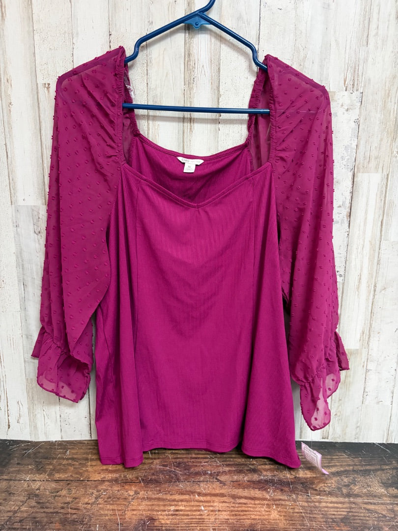 PURPLE CATO DOTTED SLEEVE BLOUSE, LADIES XL