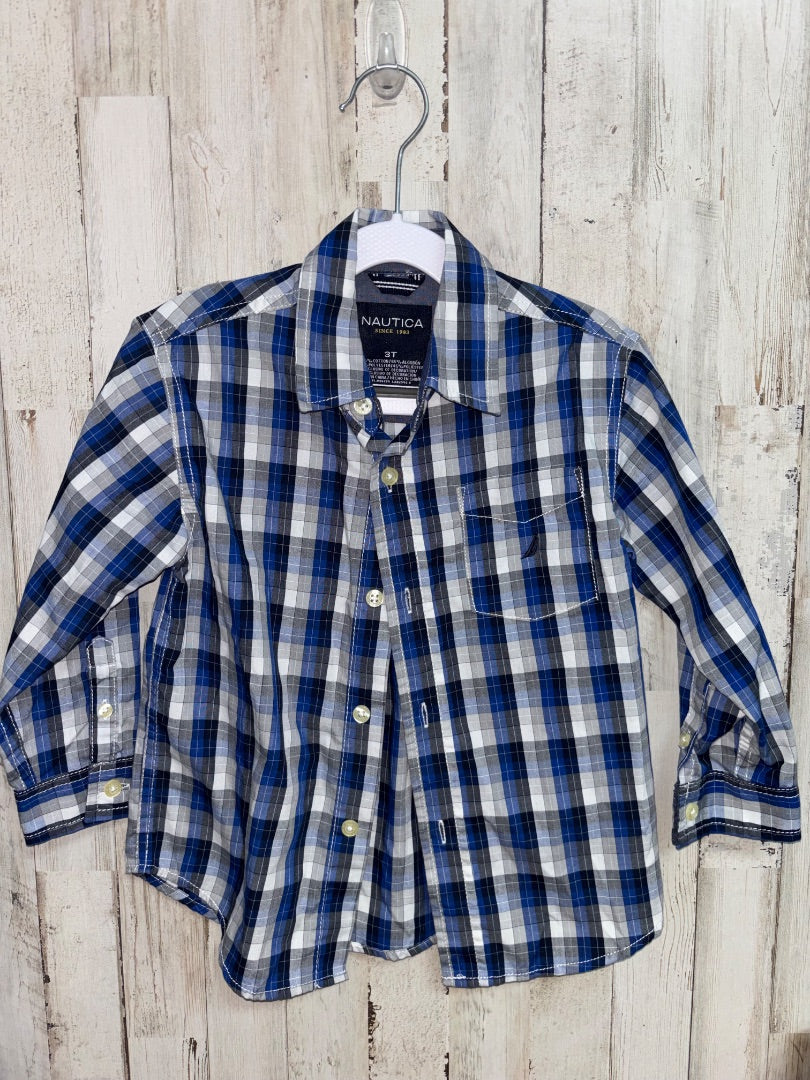 Blue/Grey Nautica Plaid button up, Boy 3T