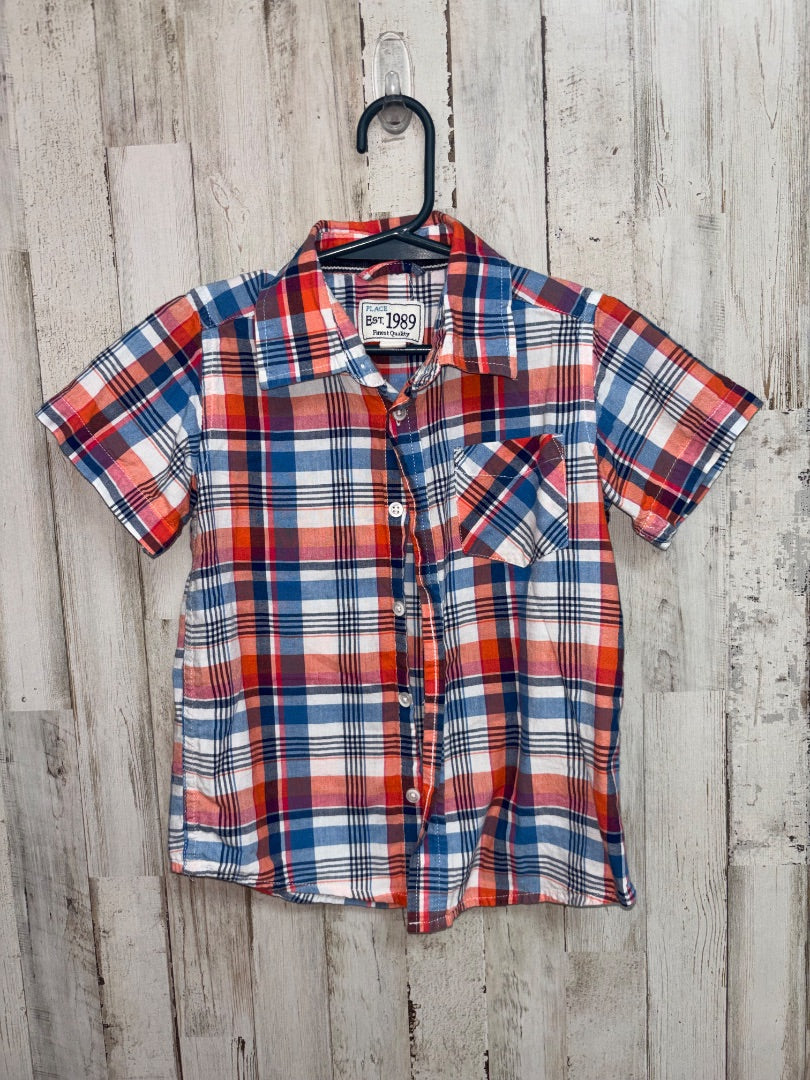 Orange/Blue Childrens place Short sleeve button up, Boy 3T