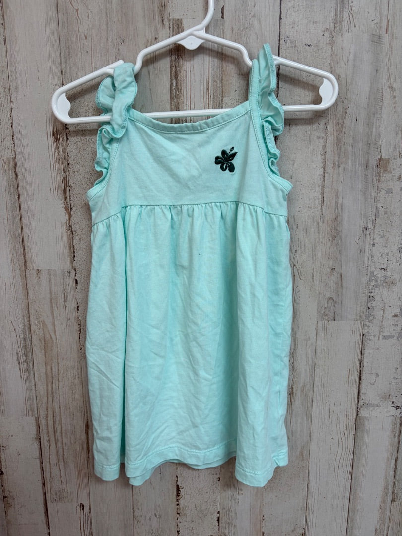 teal carters hibiscus tank dress, girl 24m