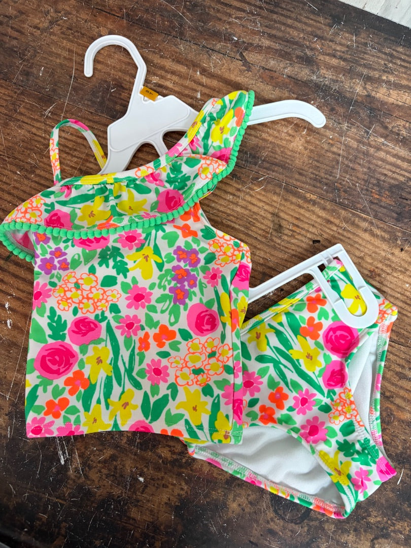 green cat & jack floral tankini, girl 24m