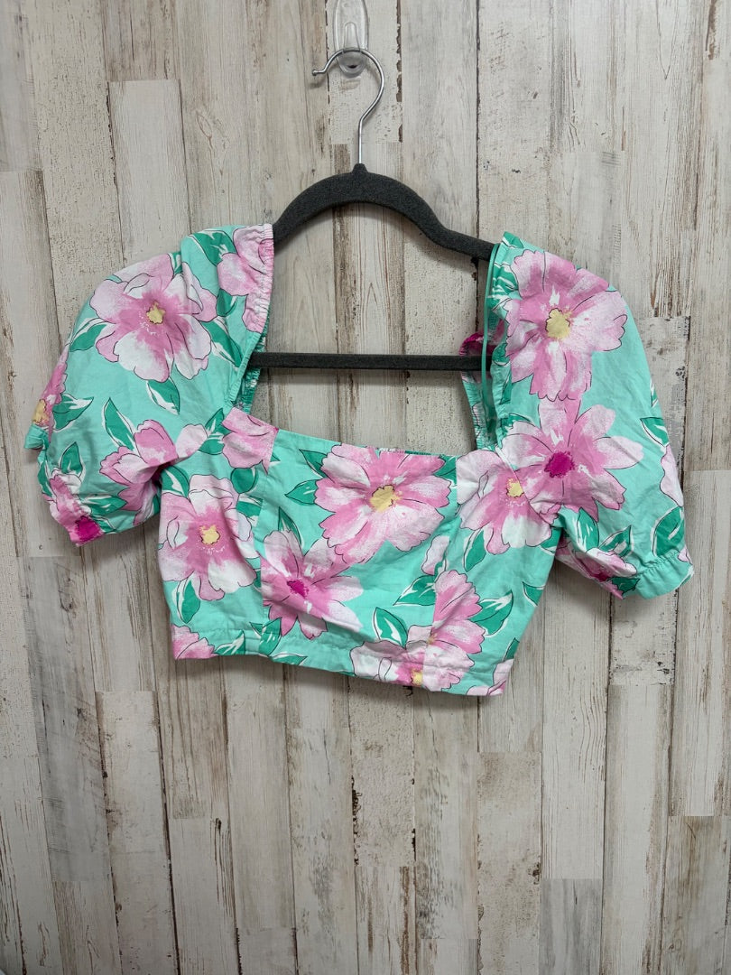 teal gb floral crop top, LADIES XS