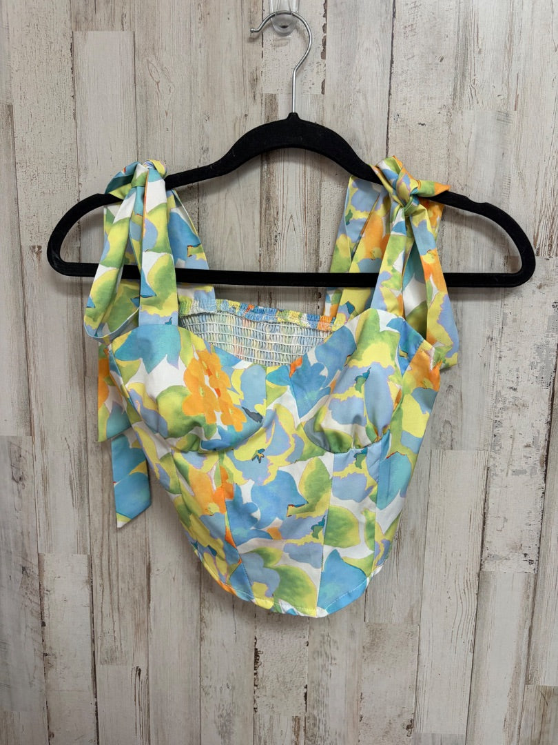blue shein floral crop top, LADIES S