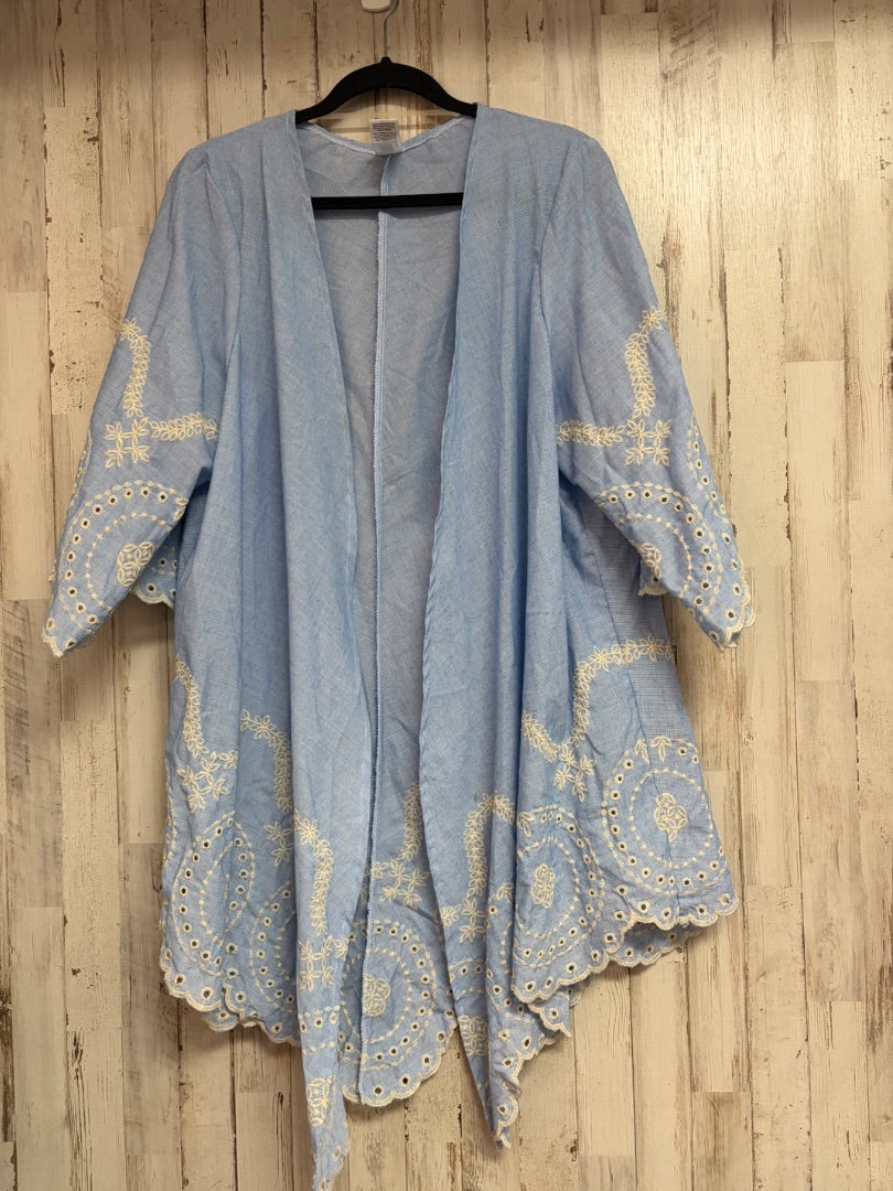 BLUE EYELIT CARDIGAN, LADIES L