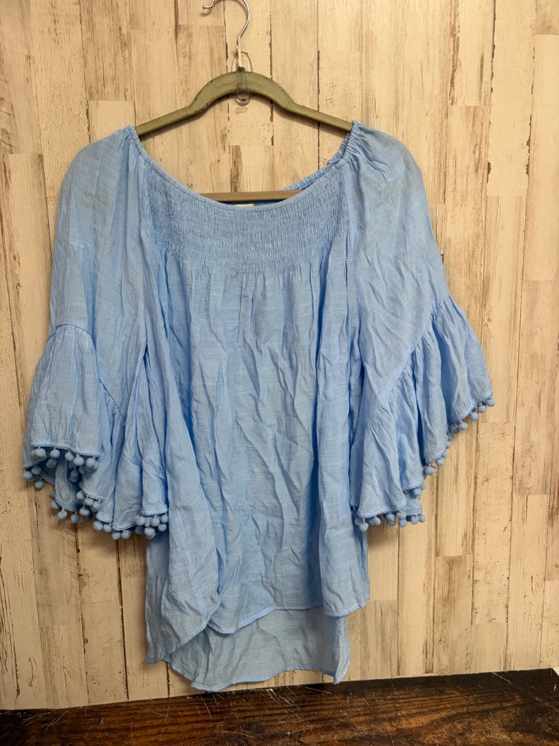 BLUE CATO SMOCK TASSELL TOP, LADIES L