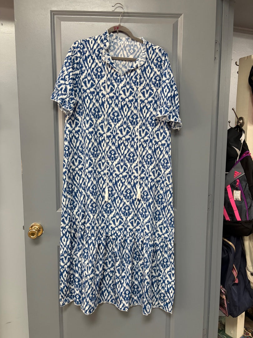 NAVY PRINTED MAXI DRESS, LADIES XL