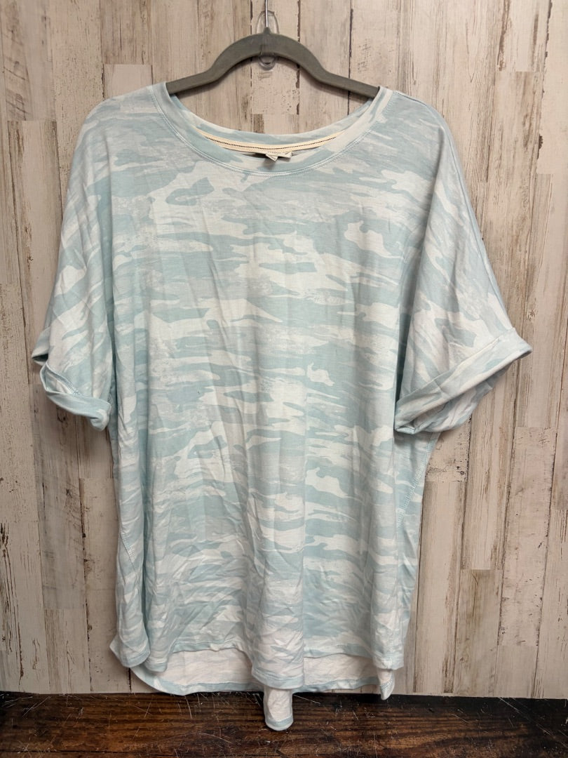 LT BLUE WONDERLY CAMO TOP, LADIES 2X