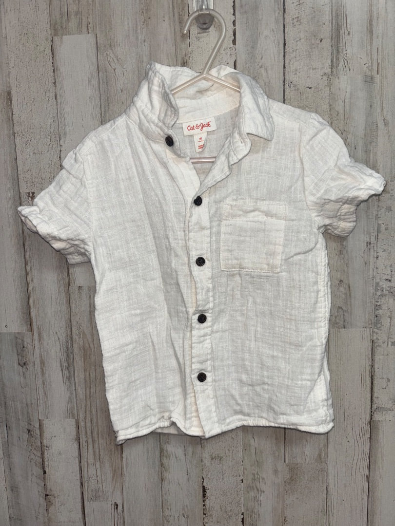 White Cat and Jack Muslin button up, Boy 4T