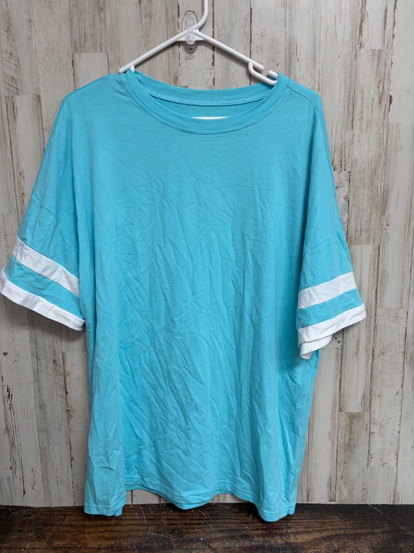 BLUE STRIPE SLEEVE TOP, LADIES 2X