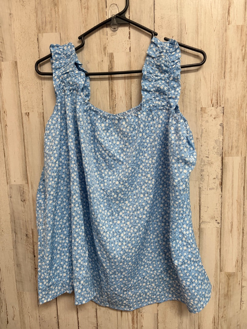 BLUE FASHION FLORAL TANK, LADIES 2X