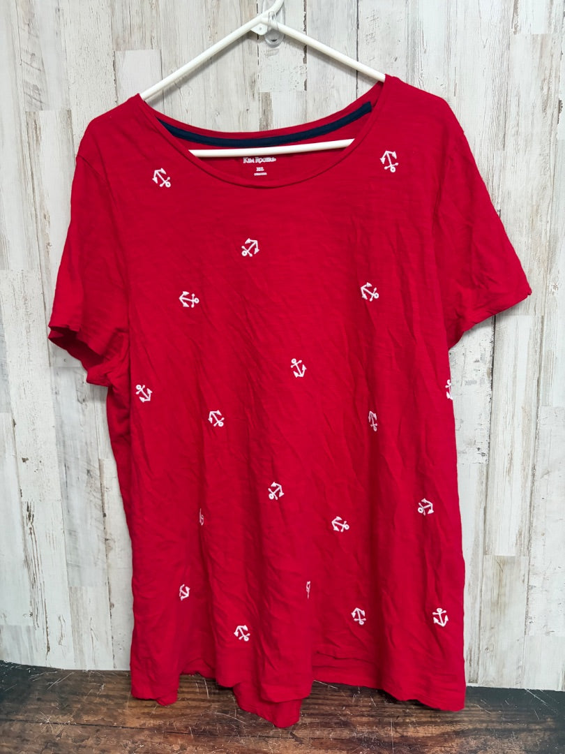 RED KIM ROGERS ANCHOR TOP, LADIES 2X