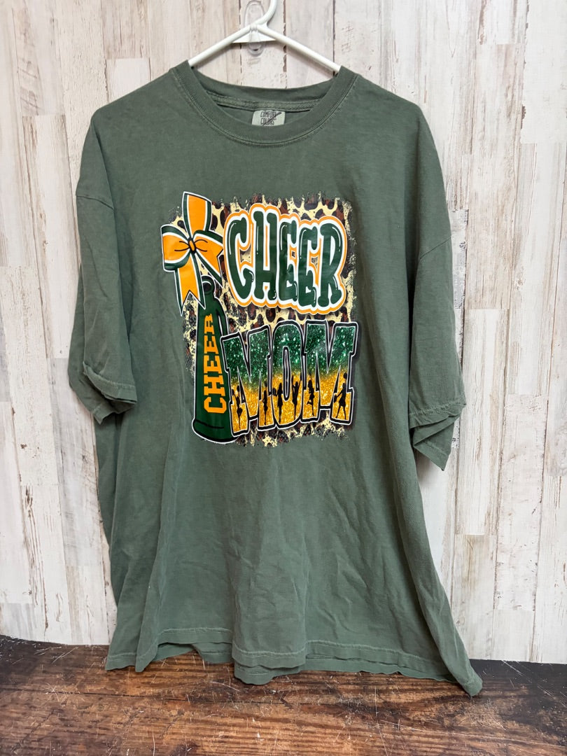 OLIVE COMFORT COLORS CHEER MOM TEE, LADIES 2X