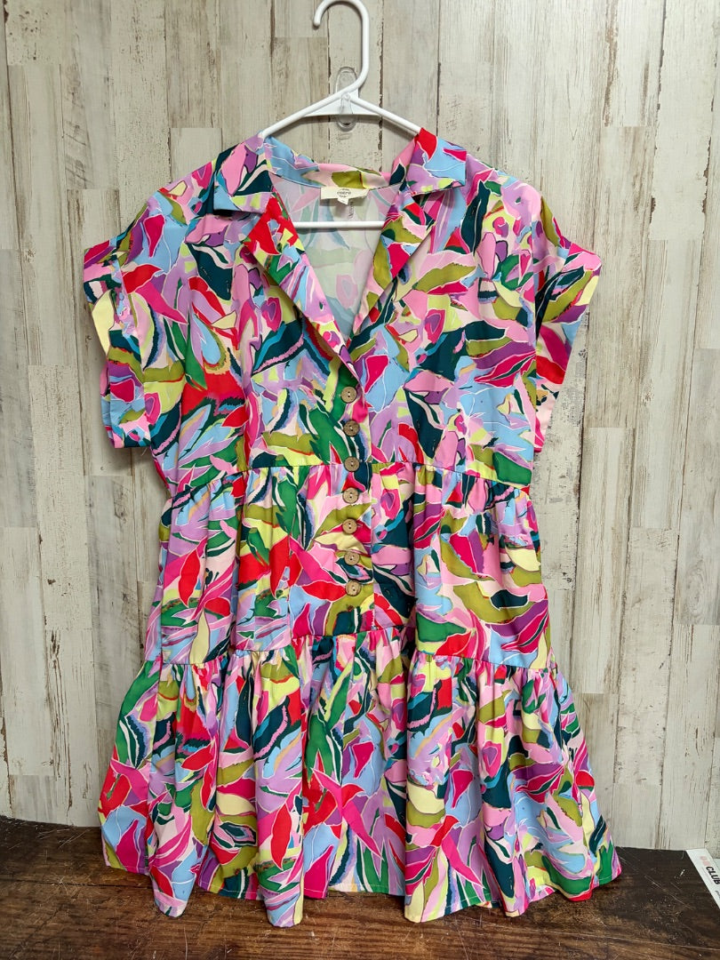 PINK ENTRO PRINTED BUTTON DRESS, LADIES S