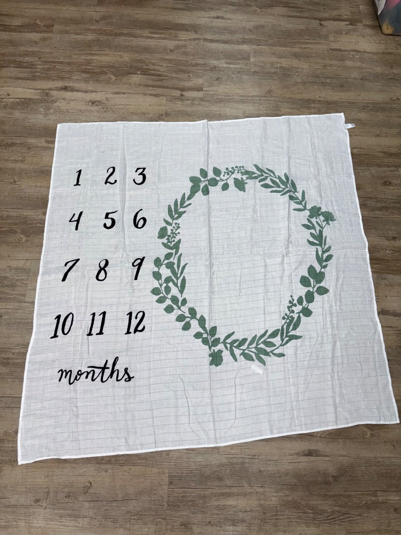 White Nordstrom Milestone blanket, Baby Gear