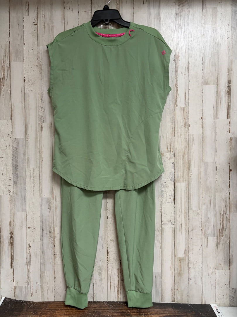 GREEN MED COUTURE TEXTURED 2PC SCRUB SET, LADIES S