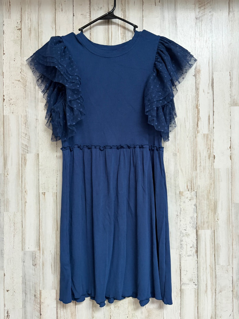 NAVY TULE SLEEVE DRESS, LADIES L