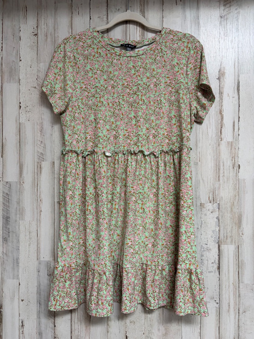 GREEN AS U WISH FLORAL DRESS, LADIES L