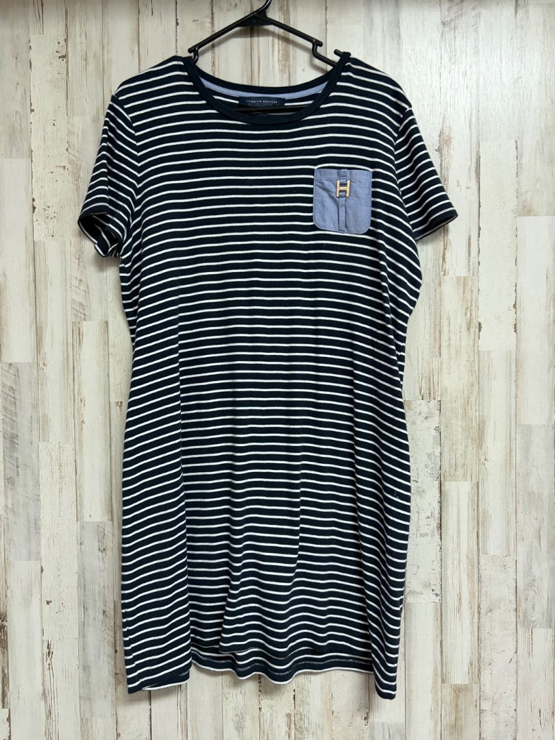 NAVY TOMMY HILFIGER STRIPE POCKET DRESS, LADIES XL