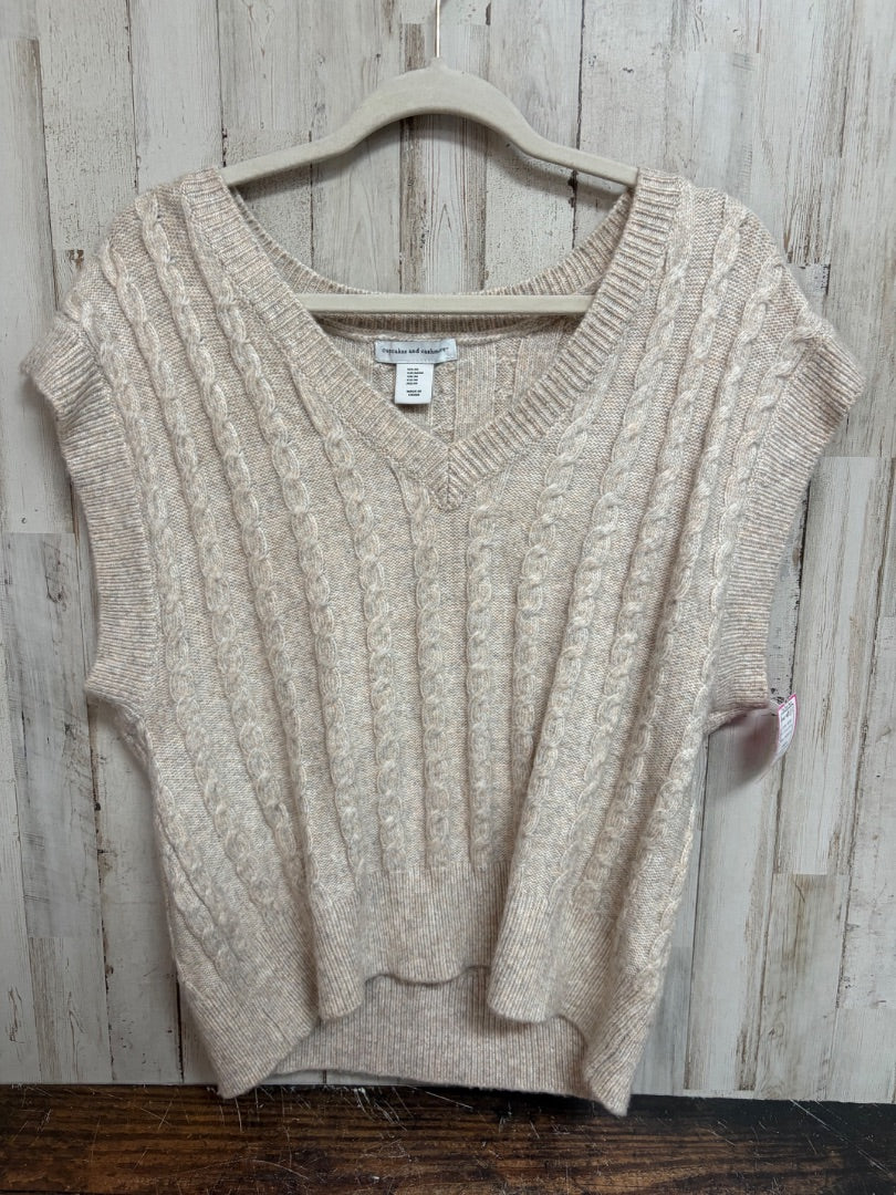 BEIGE CUPCAKES & CASHMERE CABLE KNIT VEST, LADIES M