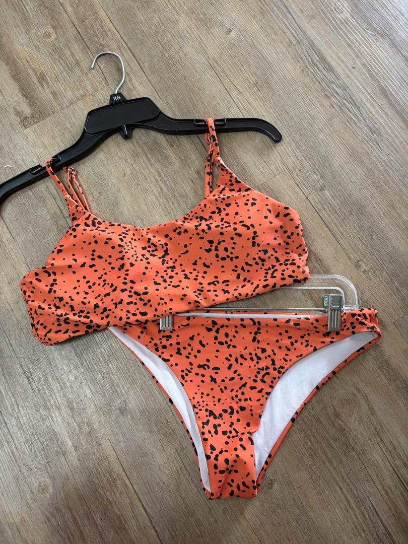 RUST SHEIN SPOTTED 2PC SWIM, LADIES L