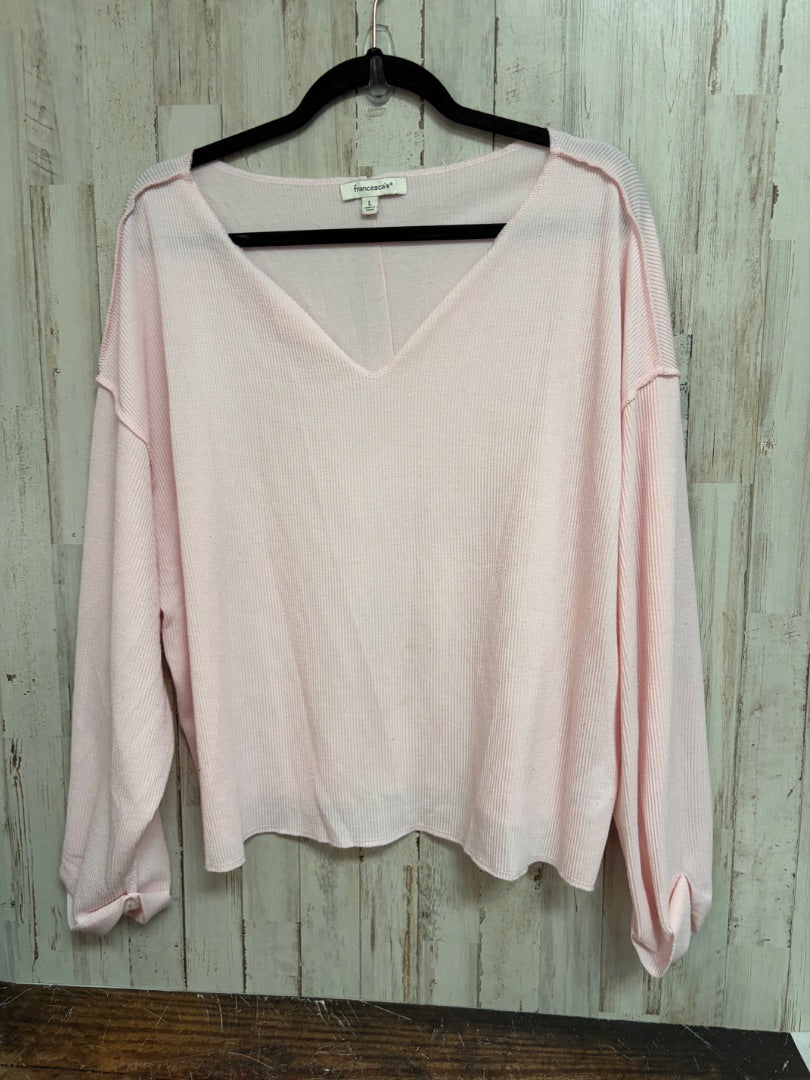 LT PINK FRANCESCAS RIBBED TOP, LADIES L