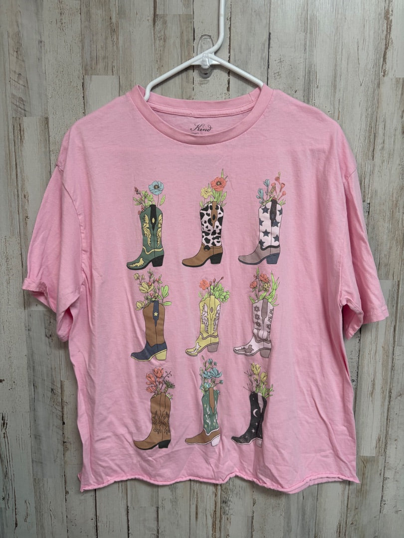 PINK KIND REGARDS FLORAL BOOT TEE, LADIES L