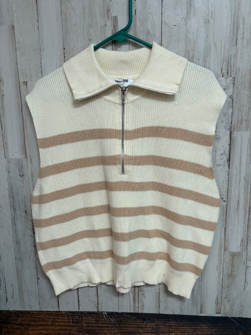 BEIGE DOUBLE ZERO ZIP SWEATER VEST, LADIES L
