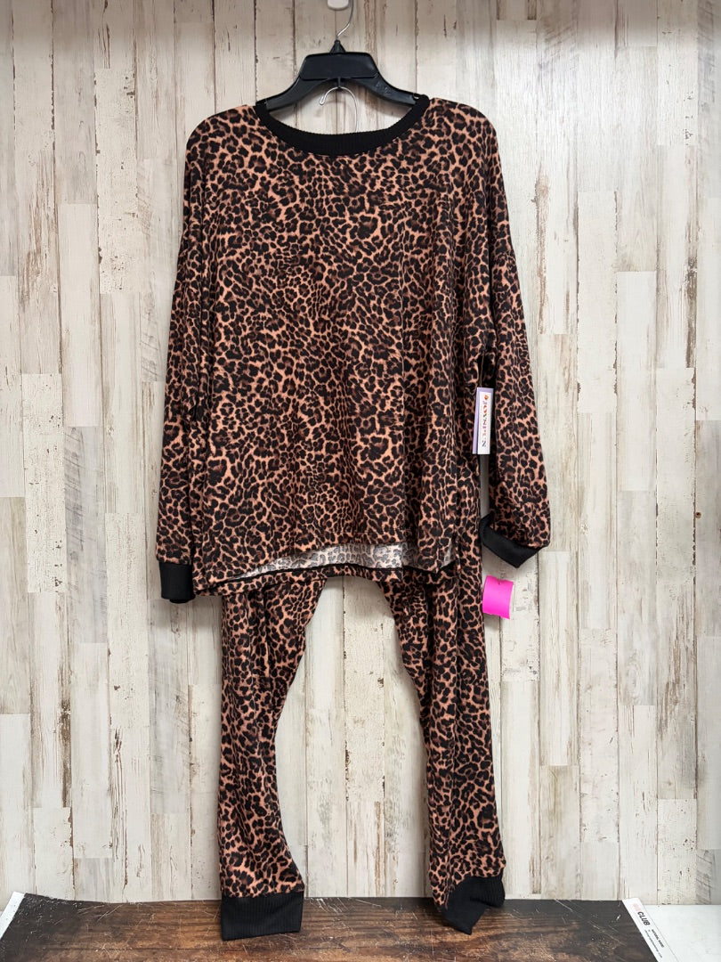 BROWN JOYSPUN CHEETAH 2PC LOUNGE SET, LADIES XL